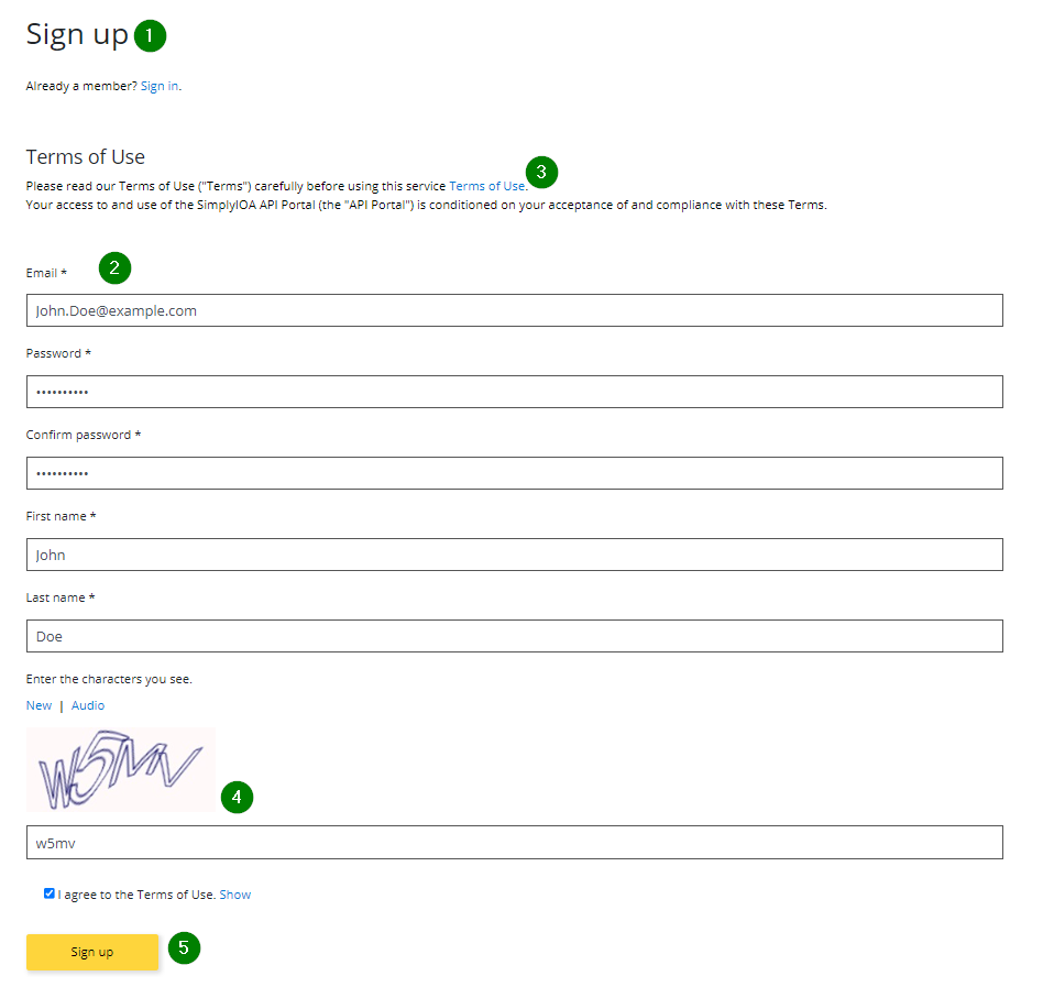 APIM Sign Up
